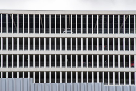 Modern facade of a multi-storey car park buildingの写真素材