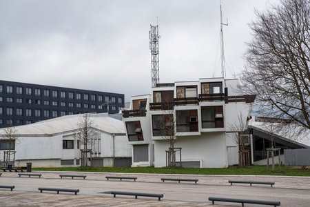 Modern architecture of an industrial building in the cityの写真素材