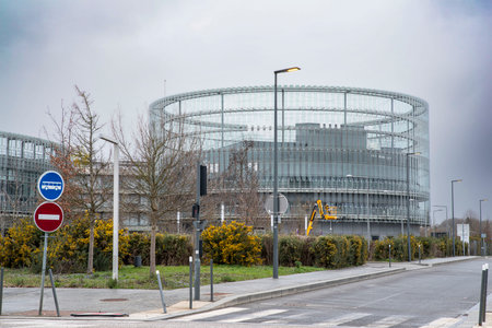 Modern architecture of an industrial building in the cityの写真素材