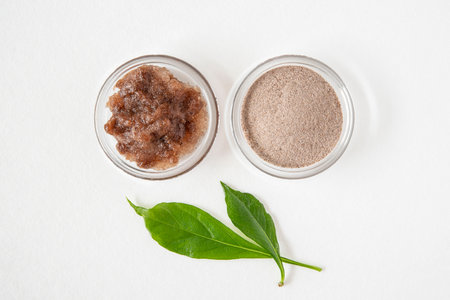 Baobab leaf and powder form used for foodの写真素材