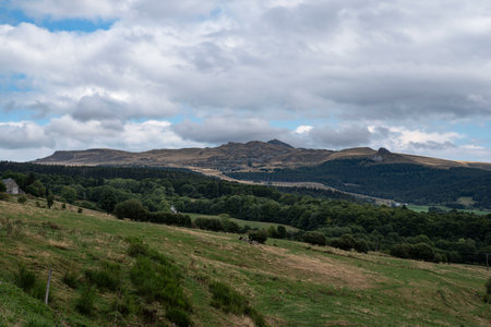 Typical Auvergne landscape in Franceの写真素材