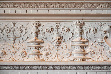 Detail of a bas-relief from a fireplace in the ChÃ¢teau de Chenonceau in France