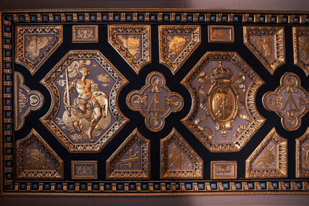 Baroque decoration on a ceiling of the ChÃ¢teau de Fontainebleau in France