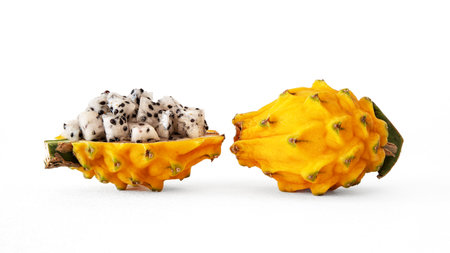 Close-up of yellow dragon fruit or pitayaの写真素材