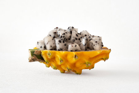 Close-up of yellow dragon fruit or pitayaの写真素材
