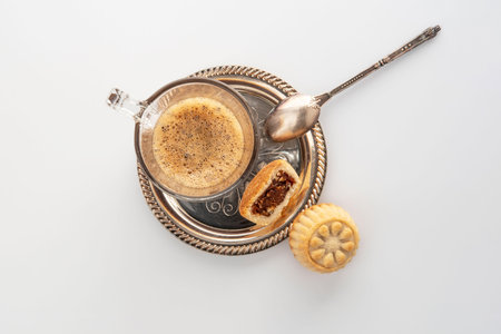 Maamoul, traditional oriental pastry filled with date doughの写真素材