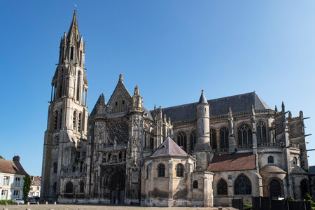 exterior view of Senlis cathedral in Franceの写真素材