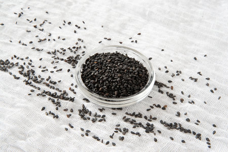 Close-up of black sesame seedsの写真素材