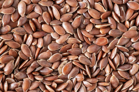 Texture of brown flax seedsの写真素材
