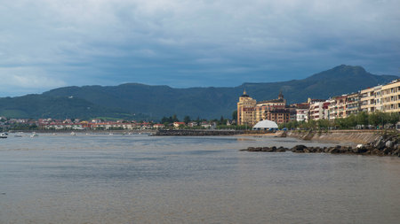 A seaside resort in the town of Irun in Spain, on the shores of the Atlantic Oceanの写真素材
