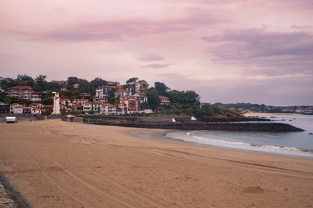 Beach of Saint-Jean-de-Luz in the Basque country in Franceの写真素材