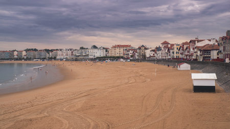 Beach of Saint-Jean-de-Luz in the Basque country in Franceの写真素材
