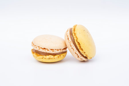 Close-up of macaroon, colored and flavored biscuitの写真素材