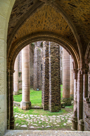 Hambye Abbey in Normandy, France, surrounded by nature