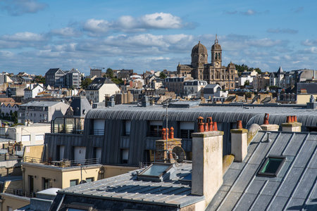 Granville in Normandy, France, with its houses and view over the rooftopsの写真素材