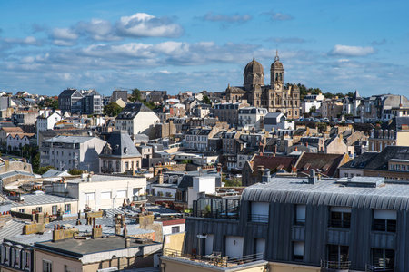 Granville in Normandy, France, with its houses and view over the rooftopsの写真素材