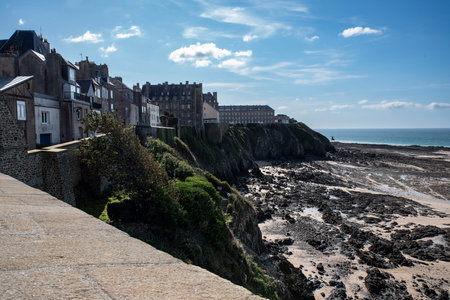 Granville in Normandy, France, with its cliffs and wallsの写真素材