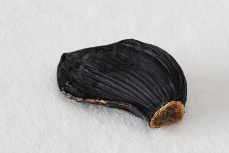 Close-up of black garlic clovesの写真素材