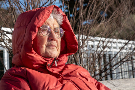 Portrait of a senior woman wearing a winter coat
