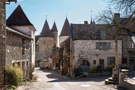 Ancient village of ChÃ¢teauneuf in Burgundy, Franceの写真素材