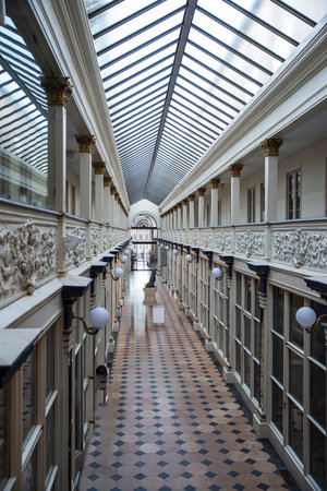 Covered passageway in the town of Autun in Burgundy, Franceの写真素材
