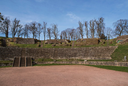 Roman amphitheater in the town of Autun in Burgundy, France