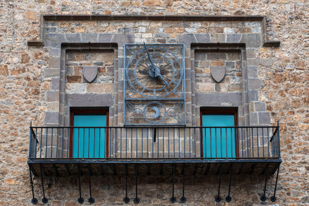 Typical medieval architecture of Cantabria in Spain in the town of Potes, picturesque old houses