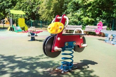 Outdoor children's play area in a parkの写真素材