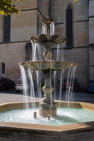 Fountain in the town of Terrasson in Franceの写真素材