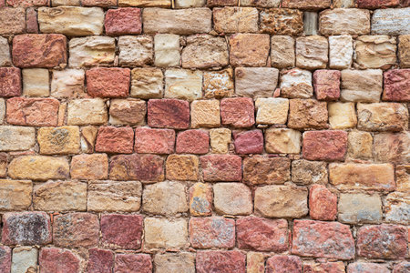 Texture of an old brick wall at the Cistercian Abbey of Fontfroide in Franceの写真素材