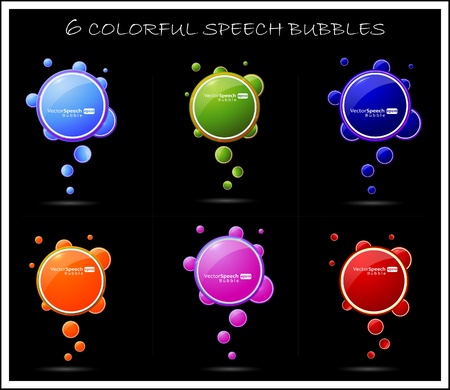 Six Colorful Speech Bubbles のイラスト素材