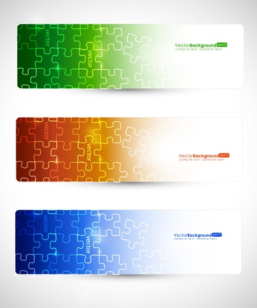 Eps10 Set of Banner Puzzle Vector Design のイラスト素材