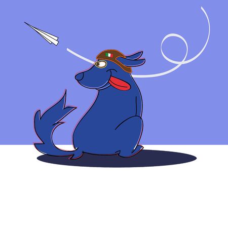 blue dog Italian airline pilotのイラスト素材