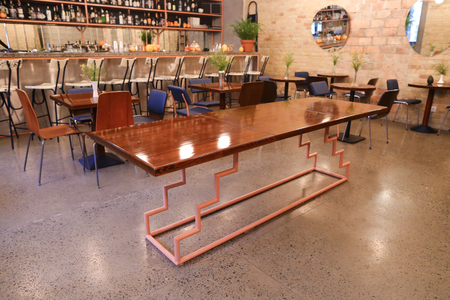 Concept of modern and trendy cafes, design and interior of institution from inside, cozy atmosphere...