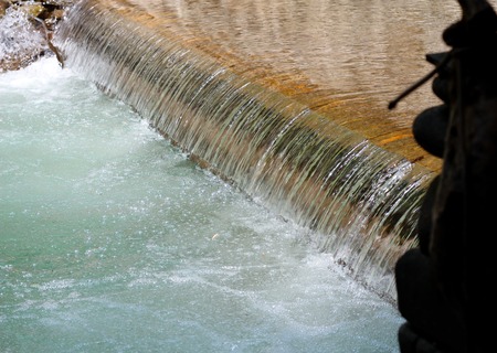 Waterfall on river dam. Concept of water and nature.の写真素材