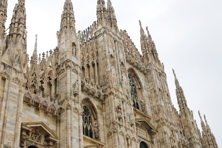 Exterior of Milan Cathedral, Duomo in Milan, Italy. Concept of religion and architecture, landmarks.の写真素材