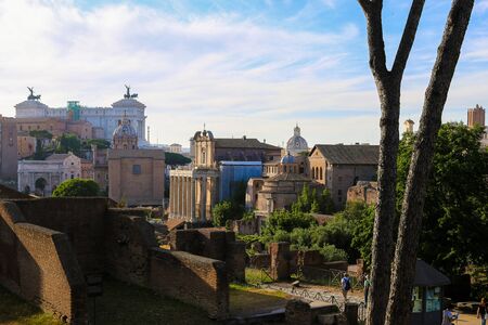 Ruins of Roman Forum in Rome, Italy. Concept of ancient landmarks and historical places of Europe.の写真素材