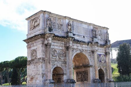 Arch of Constantine in Rome, Italy. Concept of ancient landmarks and last minute cheap tours to Europe.の写真素材