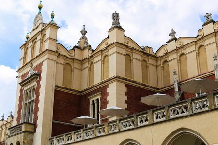 Famous Sukiennice in Krakow, Poland. Concept of landmarks of Europe and architecture, cheap tours.の写真素材