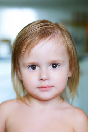 Portrait of little female child. Concept of beauty and childhood.の写真素材