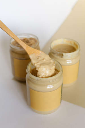 Texture close up Almond Butter or Peanut butterの写真素材