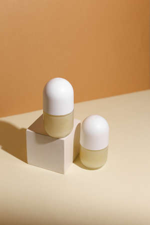 cosmetics deodorant roll on for underarm from nature flowerの写真素材