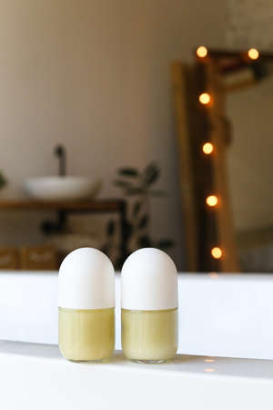 cosmetics deodorant roll on for underarm from nature flowerの写真素材