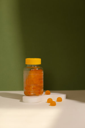 dietary supplements on neutral backgroundの写真素材