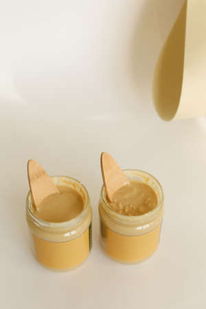 Texture close up Almond Butter or Peanut butterの写真素材