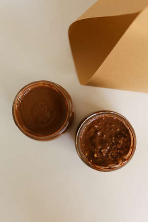 Peanut or Almond Butter in jarの写真素材