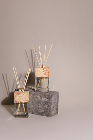 Herbal and oil treatment equipment in relaxing spa scene.の写真素材
