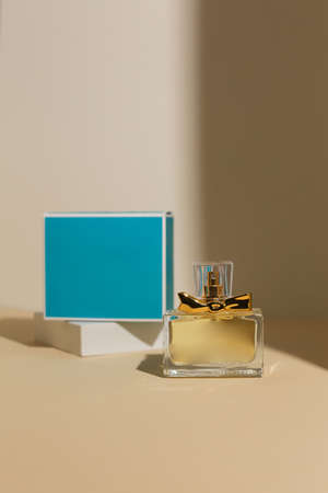 perfume bottle on the neutral modern background