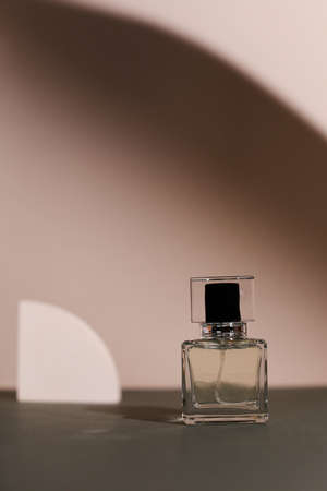perfume bottle on the neutral modern backgroundの写真素材