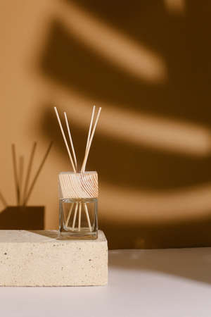 Herbal and oil treatment equipment in relaxing spa scene.の写真素材